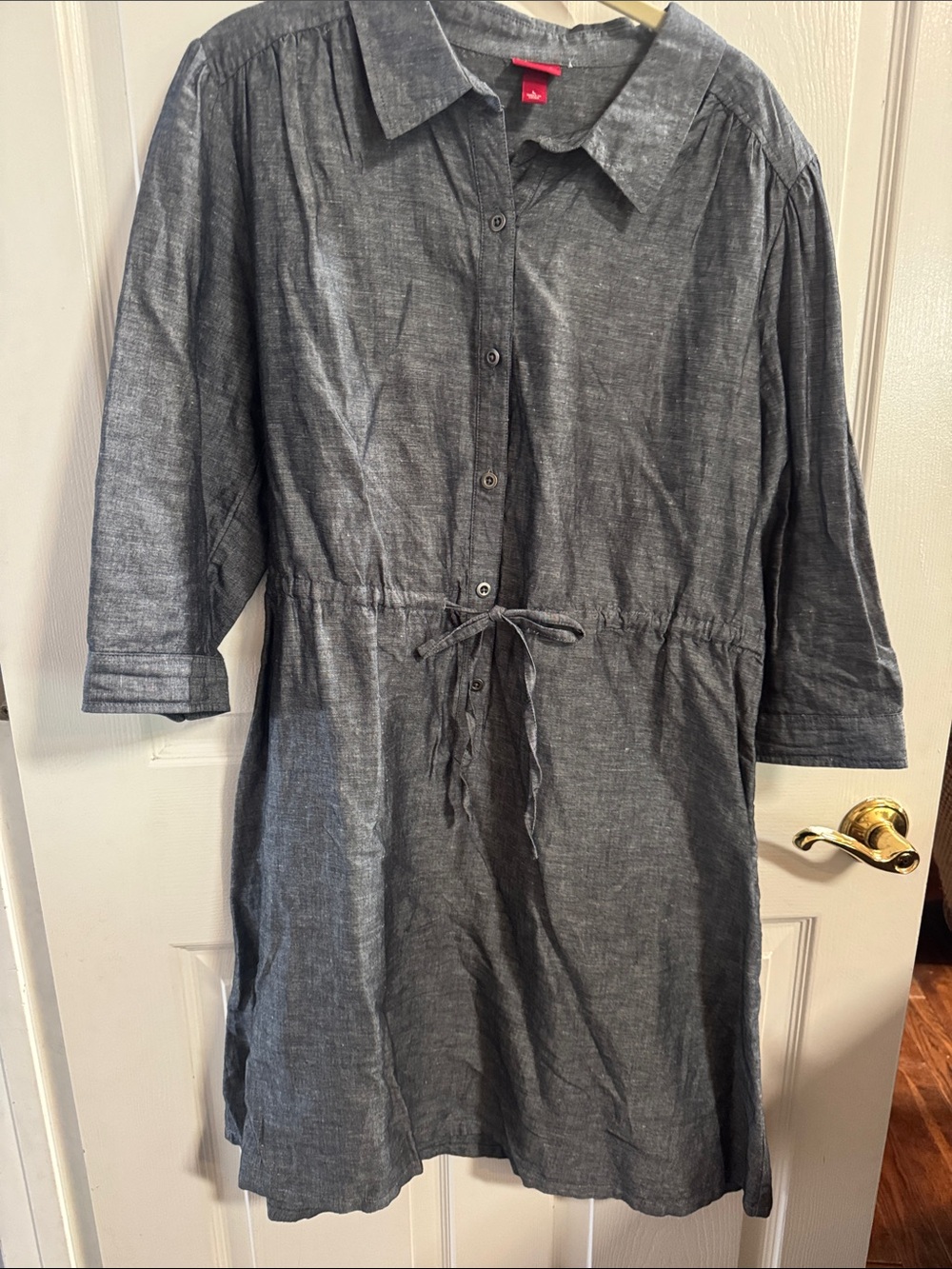 Merona Charcoal Blue Button-Front Midi Shirt Dress